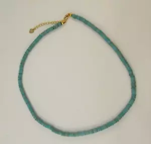 18K Gold Plated Heishi Turquoise Beaded Choker Necklace 15"-16" - Picture 1 of 7
