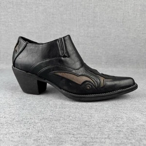 Roper Boots Womens 8 Black Faux Leather Square Toe Western Festival Cowgirl Boho - Picture 1 of 16