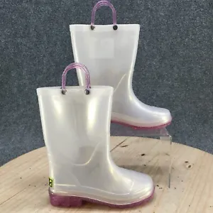 Western Chief Rain Boots Youth 11 Pearlized White Rubber Round Glitter Lighted - Picture 1 of 11
