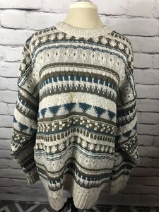 Suéter vintage para hombre talla grande beige/multicolor manga larga - Imagen 1 de 6