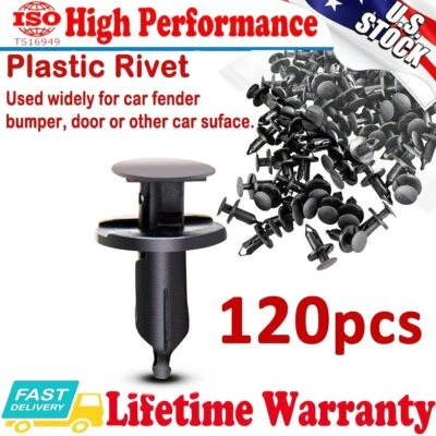 120Pcs Hole Plastic Rivet Fastener Push Clips Retainer Clip for Car Auto Fender - Image 1 of 4