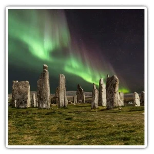 2 x Square Stickers 10 cm - Northern lights Callanish stones #45886 - Photo 1/9
