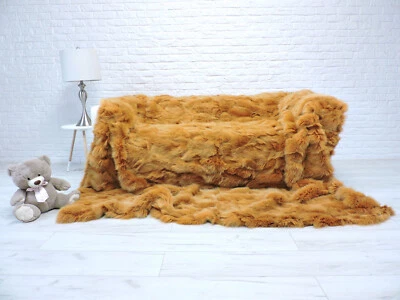 Cozy Echt Fuchs Überwurf Orange King Pelz Decke Boho Flickwerk Glam Fell 578 - Bild 1 von 4
