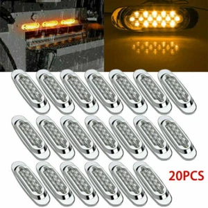 6.5 "Amber LED Semi Truck Trailer Side Marker Clearance Lights w / Chrome Bezel 12v - Imagen 1 de 9