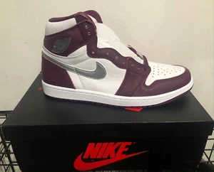 Nike Air Jordan 1 Retro High OG Size 11.5 Bordeaux Metallic Silver 555088 611 - Picture 1 of 6