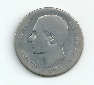 ALFONSO XII 1 PESETA PLATA 1885 NL033 - Picture 1 of 2