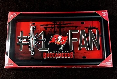 GTEI Brand BUCCANEERS Battery Powered License Plate Quartz Clock NEW SEALED - Image 1 of 3