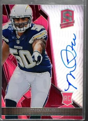 B2037- 2013 Panini Spectra Rookie Signatures Spectra Red #222 Manti Te'o Auto/25 - Image 1 of 2