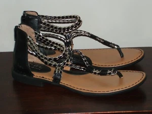 B.O.C. SANDALIAS TANGA GLADIADOR Born Concept Talla 9M negras y plateadas - Imagen 1 de 5