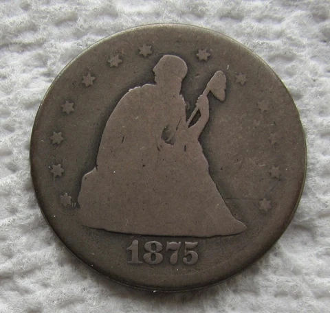 1875-CC Twenty Cent Piece Rare Key Date Carson City  20 cent piece Reverse Dig Cover