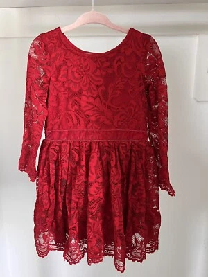 CHASING FIREFLIES Niñas Talla 4 Rojo Navidad Vestido Formal Fiesta Vestido Foto 1 de 2