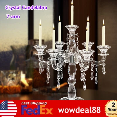 Candelabro de Cristal Candelabro 7 Brazos Candelabro Boda Cumpleaños Fiesta Regalo Foto 1 de 4