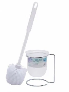 Toilet Bowl Brush and Wire & Plastic Holder – Bathroom Cleaning Storage - Picture 1 of 5