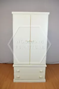 HANDMADE CAMBRIDGE 2 DRAWER GENTS WARDROBE IN IVORY (NOT FLATPACKED) - Picture 1 of 9