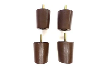 Round Dark Brown Plastic 3" Furniture Legs Sofa Chair Loveseat Ottoman 4 Legs - Picture 1 of 3