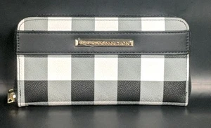 MIA K. COLLECTION BLACK, WHITE & GRAY CHECKERED NWOT ZIP AROUND WALLET - Picture 1 of 14