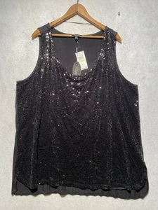 Cupio Sleeveless Top Womens Sz 2X Black Sequin Tank Viscose Back NEW Whimsigoth - Picture 1 of 8
