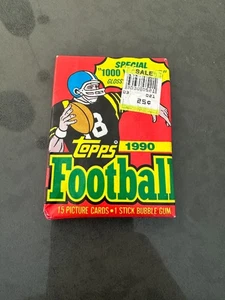 1990 Topps Football Cards, 1 Unopened Sealed Wax PACK From Wax Box, 15 Cards - Picture 1 of 2
