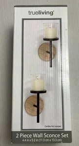 True Living 2 Piece Wall Sconce Set Glass Candle Holders Home Decor - Picture 1 of 3