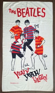 Beatles RARE 1964 COLORFUL “YEAH! YEAH! YEAH!” BEACH TOWEL – GREAT EXAMPLE! - Picture 1 of 4