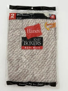 Vintage Hanes Strick Boxershorts 2er Pack Gr. M 34-36 rot Zickzack Print NOS 2002 - Bild 1 von 4