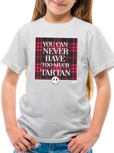 Never Enough Tartan - Bold Plaid Statement Graphic Youth's T-shirt - Picture 1 of 20