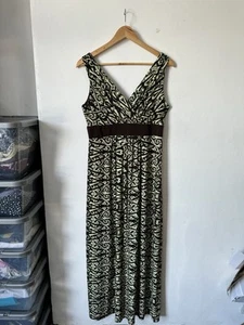 Vintage Tiana B New York Dress Green And Brown Made In USA - Picture 1 of 5