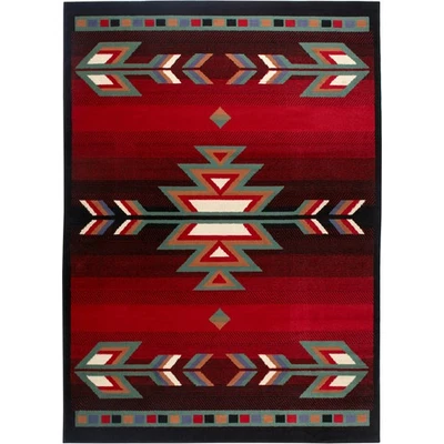 Southwest Contemporary Area Rug 2x8 Runner Black Carpet - Actual 1' 10" x 7' 3" - Image 1 of 2