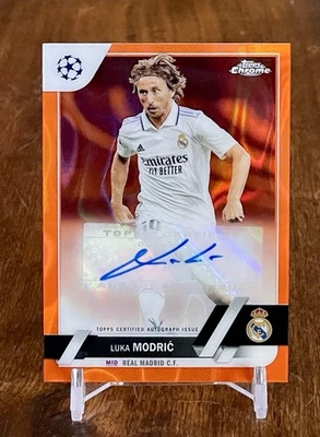 2022-23 Topps Chrome UEFA CC Luka Modric Orange Lava SP Auto Real Madrid - Image 1 of 2