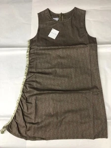 Used Christian Dior Trotter Sleeveless Dress Size 12A Khaki Length 70cm - Picture 1 of 11