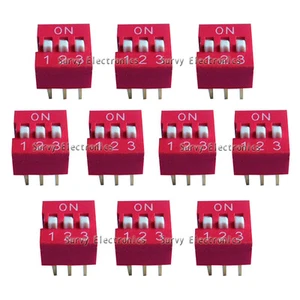 10pcs New 3P 3 Position DIP Switch Side Style 2.54mm Pitch Through Hole DIY Good - Picture 1 of 2