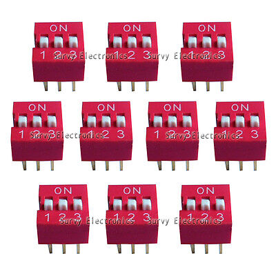 10pcs New 3P 3 Position DIP Switch Side Style 2.54mm Pitch Through Hole DIY Good • 0.99$