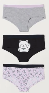 H&M Damen 3er Pack Hipster Slips - winkende Restaurant Katze - Neu mit Etikett - XS - Bild 1 von 1