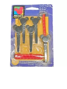 Vintage Wilton Mickey Mouse Geburtstag Kuchen Kerzenhalter 5er Set mit Kerzen - Bild 1 von 2