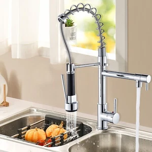 Chrome Kitchen Faucet Sink Mixer Pull Down Sprayer Single Handle Swivel Faucet - Picture 1 of 11
