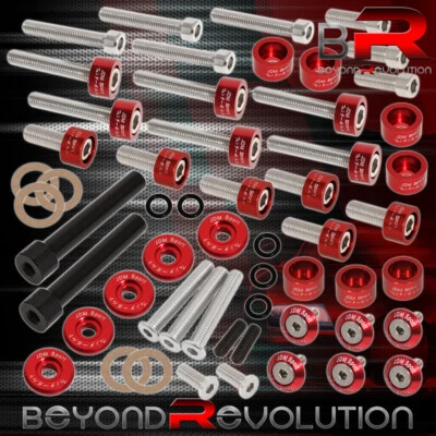 For Honda D-Series Cup/Header/Cam Cap/M6 Fender/Valve Washers+Bolts Red - Image 1 of 4
