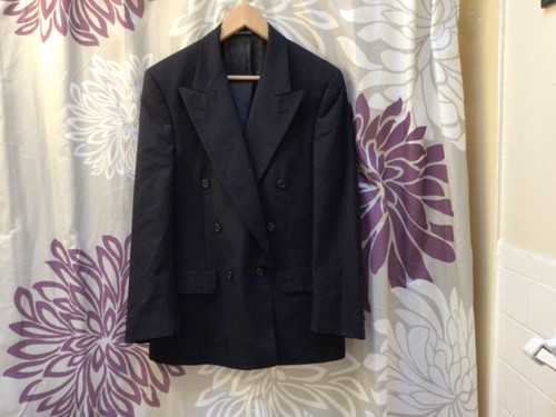 Blazer cappotto sportivo Burberry's lana blu navy da uomo taglia petto 44 guc vestibilità mozzafiato