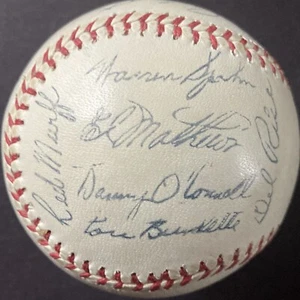 1956 MILWAUKEE BRAVES FACSIMILE AUTOGRHED BALL - SPAHN, MATTHEWS and BURDETTE - Picture 1 of 2