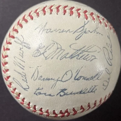 1956 MILWAUKEE BRAVES FACSIMILE AUTOGRHED BALL - SPAHN, MATTHEWS and BURDETTE - Image 1 of 2