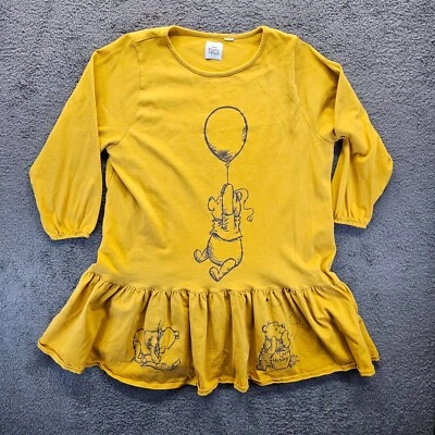 Disney Winnie the Pooh Dress Womens Size 1X Yellow Long Sleeves Drop Waist - Image 1 of 4