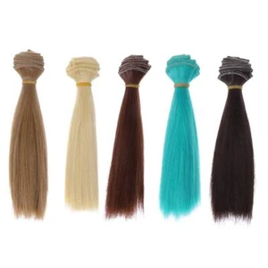 Tramas de cabello sintético liso para muñecas Fabricación pelucas para muñecas - Picture 1 of 9