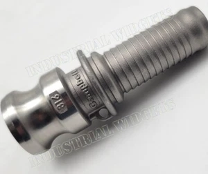 1" Type E Camlock Male Adapter x Hose Barb 316 Stainless Fitting E-316-100C - Picture 1 of 3