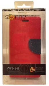 Sonne Premium Fashion Wallet Case For Nokia Lumia 635 - Blue/Red - Picture 1 of 8