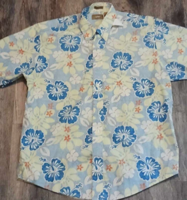 Natural Issue Hawaiian Shirt Mens Medium Blue Floral Short Sleeve Button Cotton - Image 1 of 4