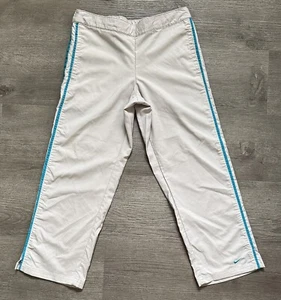 NIKE Womens Activewear Capri Pants Beige With Blue Stripe On Side Size XS - Picture 1 of 3