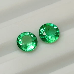 Certified 0.81 CT - Natural Ethiopian Emerald Round Pair Top Luster - 5461 - Picture 1 of 2