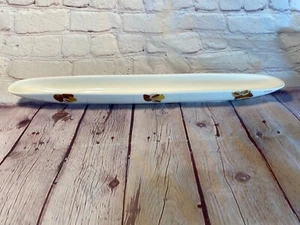 Olive Tray Vintage Ceramic Olive Boat Hand Painted Garlic 16" Long Artist Signed - Picture 1 of 13