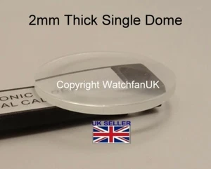 Watch Glass Mineral Crystal - Domed Flat Bottom - 2mm thick 23mm to 50mm - Picture 1 of 3