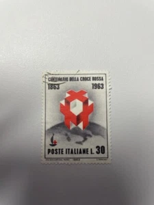 Francobollo Centenario Croce Rossa 1963 30 Lire Italia - Foto 1 di 1