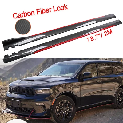 For Dodge Durango Carbon Fiber Look 78.7" Side Skirt Extension Spoiler Splitter Foto 1 de 4